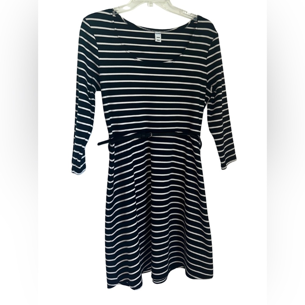 Old Navy Fit & Flare Black/White striped Dress